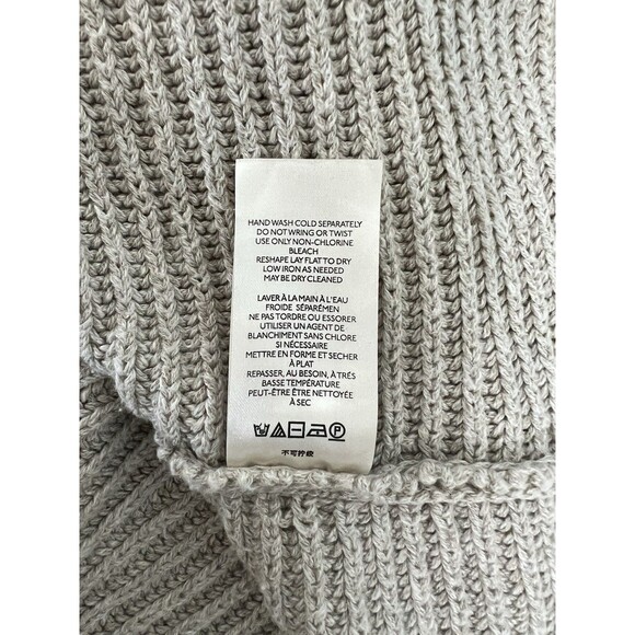 Free People Sweater Top Size M Beige Hi Low Hem V Neck Chunky Knit Cropped Top - Picture 10 of 11